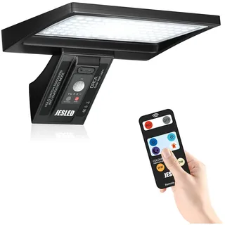 JESLED Solarlampen für Außen mit Bewegungsmelder, 5200 mAh Solarleuchten für Außen 104 LED Solar Lampe Outdoor Ideal für Terrasse, Veranda, Garage, Hof, Straßen, IP65 Wasserdicht