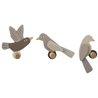 Bloomingville Kleiderhaken MINI Lewi, 3er Set braun - Wandhaken Kinderzimmer Vogel Haken für Kleidung & Deko braun