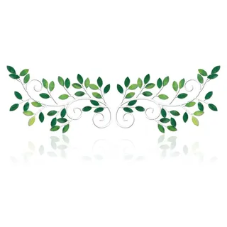 Set von 2 Metall Wanddekoration Blatt Ornamente - Grüne Wanddekoration für Innen und Außen - Grün