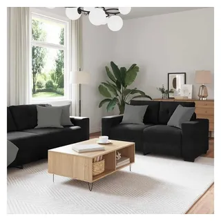 vidaXL 2-teiliges Sofa-Set mit Kissen, schwarzer Samt