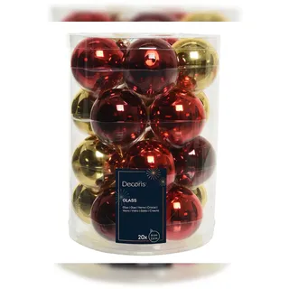 Christmas Decorations 20 Weihnachtskugeln Glas 6cm glänzend Christbaumkugeln Weihnachtsbaumkugeln Christbaumschmuck Weihnachtsbaumschmuck Weihnachten Rot Gold Mix
