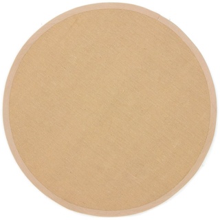 Sisalteppich Sisal, carpetfine, rund, Höhe: 5 mm, mit farbiger Bordüre, Anti-Rutsch Rückseite beige Ø 120 cm x 5 mm