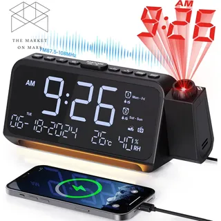 Mesqool Radiowecker Mit 320° Projektor, Digitaluhr Für Schlafzimmer ✅ 👈