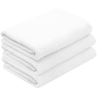 ZOLLNER 3er Set Duschtücher in 70x140 cm - besonders weiche und saugstarke Handtücher in weiß - mit praktischem Aufhänger - waschbar bis 95°C - Baumwolle - Hotelqualität