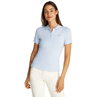 Tommy Hilfiger Damen Poloshirt Kurzarm 1985 Pique Slim Fit, Blau (Breezy Blue), L