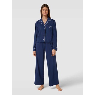 Pyjama mit Label-Stitching, Marine, XS