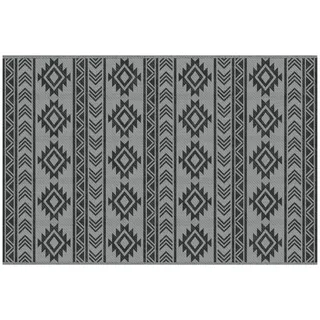Outsunny Outdoor-Teppich, wasserdichter Kunststoffteppich, Balkonteppich mit doppelseitigem Design, für Terrasse, Balkon, Camping, Schwarz+Grau, 182 x 274 cm