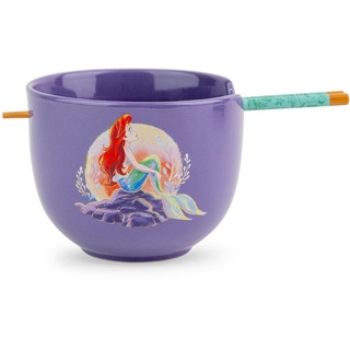 Silver Buffalo Disney Die kleine Meerjungfrau Arielle Keramik-Ramenschüssel und Essstäbchen-Set, 590 ml