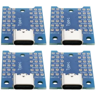 eMagTech 4-teiliges USB-C-Adapterboard USB 3.1 Type-C-Buchsenadapterboard Typ C Breakout Board Test-PCB-Board Zum Debuggen Zur Fehlerbehebung Und Zum Testen der Funktion