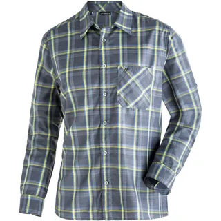 Funktionshemd MAIER SPORTS "Claas", Herren, Gr. 70, Normalgrößen, grau (hellblau), 85% Polyester, 15% Viscose, Hemden, Herren Hemd langarm, karriertes Freizeithemd, Langarmhemd, Regular Fit