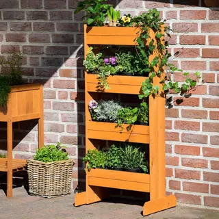Vertikales Hochbeet 4 Pflanzkasten Vertikalbeet Blumenkasten Garten Holz Braun