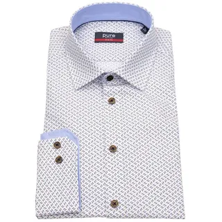 Pure Langarmhemd Slim Fit stark tailliert Kentkragen Kontrastknöpfe bunt XXL