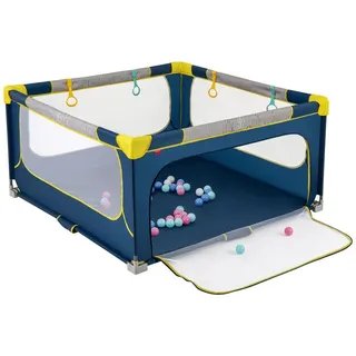 COSTWAY Laufstall faltbar, mit 50 Bälle & Tragetasche, für Baby blau 76.5 cm