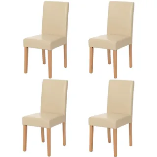 CHEFGASTRO 4er-Set Esszimmerstuhl Stuhl Küchenstuhl klassisch und zeitlos HxBxT 90x43x56cm Sitzhöhe 45cm Leder Creme helle Beine