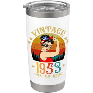 Geschenk zum 73. Geburtstag, 73 Jahre alt, für Frauen, Retro, Vintage 1953 Doppelwandiger Edelstahl-Thermobecher