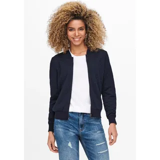 Only Sweatjacke "ONLJOYCE L/S BOMBER SWT NOOS", Damen, Gr. S, blau (night sky), Sweatware;Steppware, Obermaterial: 100% Polyester, regular fit hüftlang, Rundhals, Rippbündchen, Sweatjacken Sweatjacke, Polyester, regular fit