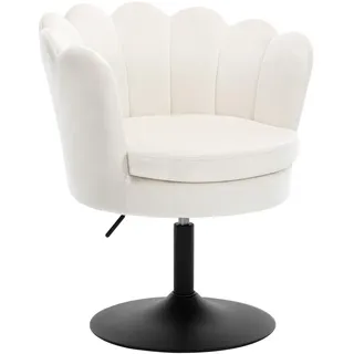 WOLTU Schminktisch Stuhl Blumenform, Schminkstuhl mit Lehne, Esszimmerstuhl höhenverstellbar, Barstuhl 360° drehbar, Drehhocker 150 kg belastbar, runder Hocker, mit Samtbezug, Beige, BH420be-1