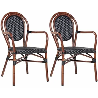 pemora Gartenstuhl Bistrostuhl Terrassenstuhl Outdoor-Stuhl 2-er Set BAMBU AL schwarz