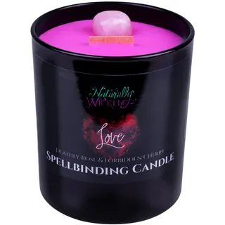 Naturally Wicked Spellbinding Liebeskerze | Liebeszauberkerze Mit Rosenquarz-Kristall | Holzdocht-Zauberkerze Für Mehr Liebe & Leidenschaft