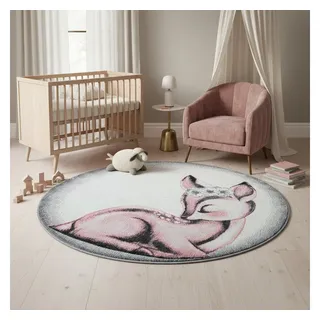 KADIMA DESIGN Cogne Kinderteppich Ø 120 cm Rosa