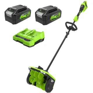 Greenworks Akku-Schneefräse 24V x 2 (Li-Ion, 48 V, Arbeitsbreite 30 cm, max. Schneehöhe 20 cm, mit 2X 4Ah Akkus & 65W USB C Ladegerät) - SS3002
