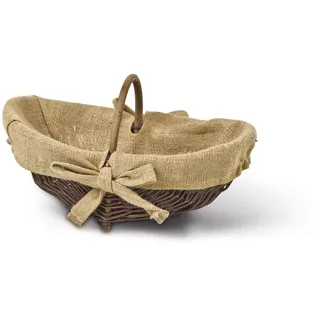 Kaminkorb, mit Jute-Überschlag, T 45cm x B 25cm x H 18/27cm, Weidenkorb