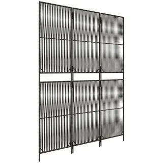 vidaXL Paravent 3-tlg. Grau Poly Rattan