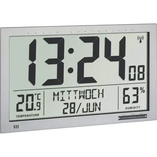 TFA Digitale XL-Funkuhr 36,8 cm 60.4517.54 silber