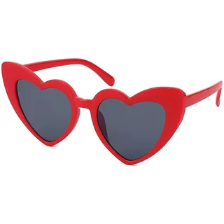 Haierdidi Retro Herz Sonnenbrille - Fashion Herzform Sunglasses, Vintage Herzbrille für Damen, Trendige Sonnenschutz in Weiß (Rot)