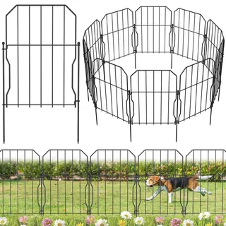 WELDUN Gartenzaun 10 Stücke Metall Steckzaun, Dekoration Gitterzaun für Garten, Winterfest Garten Zaun für Kaninchen, Hund, Hof, Hundezäune Gartenbeet Total 310 cm (L) x 55 cm (H)