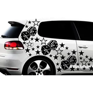 HR-WERBEDESIGN 93-teiliges Sterne Würfel Cube Star Auto Aufkleber Tuning WANDTATTOO Blumen