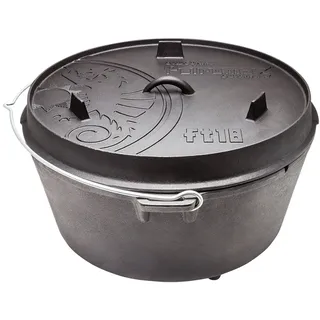 Feuertopf ft18 aus Gusseisen Deckel auch als Pfanne nutzbar mit Füßen • Dutch Oven Schmortopf Grill Topf Töpfe Bräter