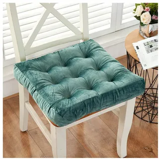 JLWM Sitzkissen Einfarbig Samt, Sitzauflage Verdicken Sanft Bequem Stuhlkissen Für Zuhause Essensstuhl Fußboden Tatami Erkerfenster-Grün-40x40cm