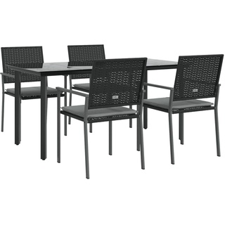 Festnight Poly Rattan Sitzgruppe Gartenmöbel Set Garten Essgruppe 4 Personen Gartenmöbel Set mit 6 Gartenstuhl Gartenmöbel Essgruppe Gartengarnitur Sitzgarnitur Gartentisch mit Kissen Schwarz#4