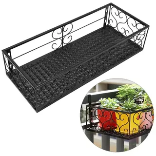 GARRYFIZH Blumenkasten Balkon Blumenkastenhalter Metall 50cm Hängeregal für Geländer, Platzsparendes Pflanzenregal aus Eisen, robust & montageleicht