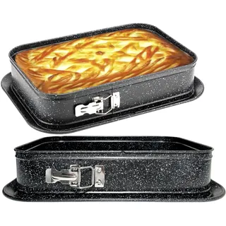 EliteHoff Springform Rechteckig, Backform Quadratisch, Kuchenform Eckig, Kuchenbackform mit Antihaftbeschichtung, Backform Springform Auslaufsicher (Rechteckig, 35 x 24 cm)