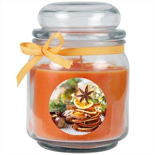 HS Candle Duftkerze (Dekokerze, 1-tlg), Weihnachten - Kerze im Bonbon Glas, Kerze mit Weihnachts - Motiv, vers. Düfte / Größen orange Ø 9 cm x 9 cm x 13 cm x 9 cm
