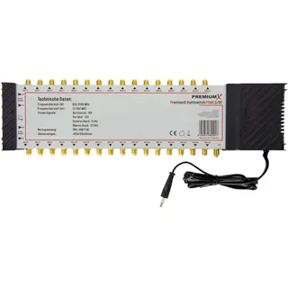 PremiumX PXMS 5/32 Multischalter mit Netzteil Multiswitch 1 SAT für 32 Teilnehmer Satverteiler Digital HDTV FullHD 4K UHD 8K
