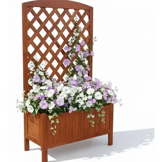 MuCoLa Blumenkasten mit Rankgitter 60 x 30 cm Braun