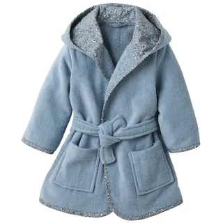 vertbaudet Bademantel Baby Bademantel INDIEN BLUME, Frottee, Blumenmuster, Musselin blau 80
