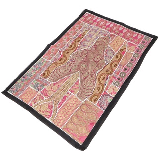Wandteppich Indischer Wandteppich Patchwork.., Guru-Shop, Höhe: 65 mm rosa 90 cm x 65 mm