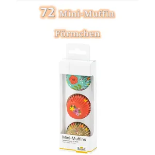 72 Mini Muffin Förmchen Cup Cake Küchlein Form Be Happy & Smile Blumen Birkmann