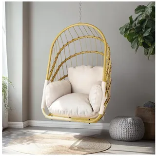 LuxusKollektion Hängesessel Hängesessel Rattan Schaukelstuhl 160kg Tragkraft Beige Hängesessel beige