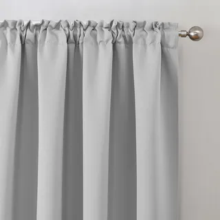 Vorhang Kräuselband Ösen Schlaufe Verdunkelung Thermo Gardine 4 Größen 11 Farben (140x145cm, hellgrau - Kräusel)