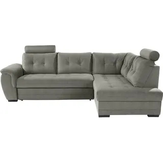 Livetastic Ecksofa Leder 3-Sitzer Dunkelgrau