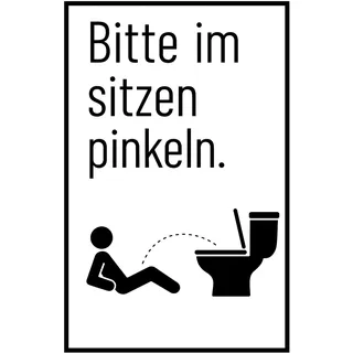 WBdesignz Lustiges WC-Poster „Bitte im sitzen pinkeln.“ - Humorvolle Wanddeko als Toilettenschild für Gäste-WC, Toilette oder Badezimmer - Ironische Illustration Spruch als Deko (DIN A4 ohne Rahmen)