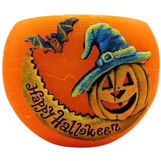 Dekohelden24 Hochwertige Kerze als Lampion, Halloweendeko, Outdoor Kürbis als Kerze, Halloween - Kürbis als Kerze,Teelichthalter Herbst, Herbstdeko Kerze, Größe L/B/H: ca.12 x 12 x 10 cm.