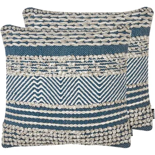 Beliani Dekokissen 2er Set 45 x 45 cm Blau