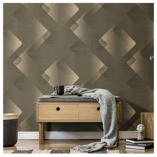 Erismann Vliestapete Metalloptik Grafik 3D-Effekt Grau Gold Metallic 10479-15