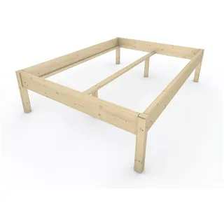 TUGA-Holztech Massivholzbett Holzbett Naturholzbett 160 x 220 cm 58 cm Bettgestell ohne Kopfteil, Br 70 80 90 100 120 140 160 180 200 Lg 200 220 H=38/48/58 cm 160 cm x 220 cm x 58 cm